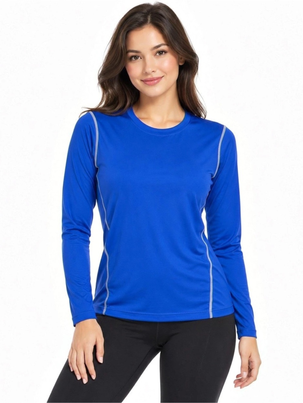 Women’s Blue Dri Fit Long Sleeve Athletic Shirt Medium Moisture Wicking Workout